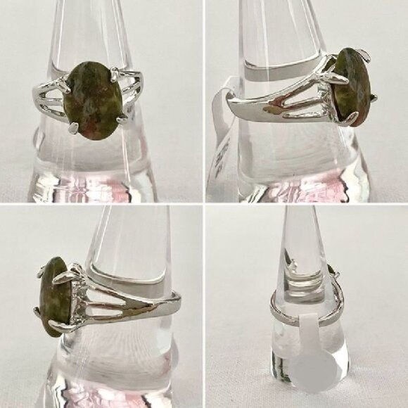 Unakite Jasper Ring Size 8.5 on Silver Plated Band for Men or Women - Picture 12 of 12